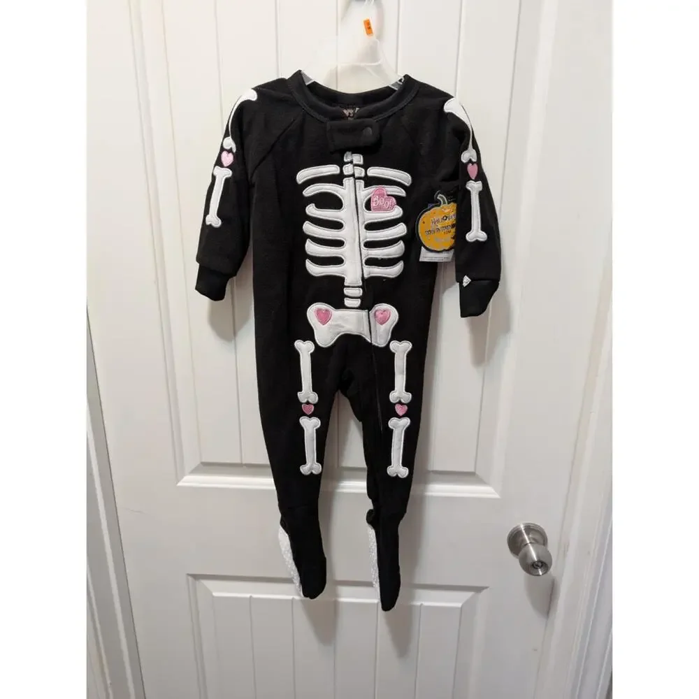 PJ & Pumpkins Halloween Skeleton Costume Toddler One-Piece Hearts Girls Size 12M
